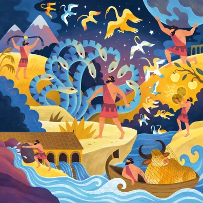 Puzzle dla dzieci 64 el. Dwana�cie prac Herkulesa Ravensburger