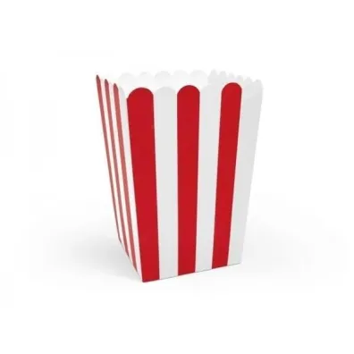 PartyDeco Pudeka na popcorn 7 x 7 x 12,5cm 6 szt.
