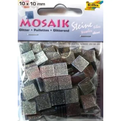 Mozaika kamyczki brokatowe 10x10mm szara Galeria Hobby