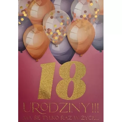 Yeku Karnet Urodziny 18 damskie