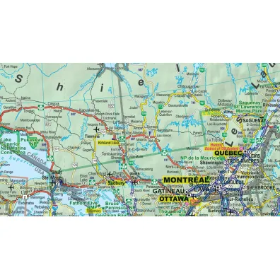 Canada road and tourist map 1:10 000 000 ANG  laminat 2025