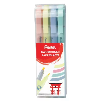 Pentel Zakre�lacz dwustronny pastelowy 4 szt.