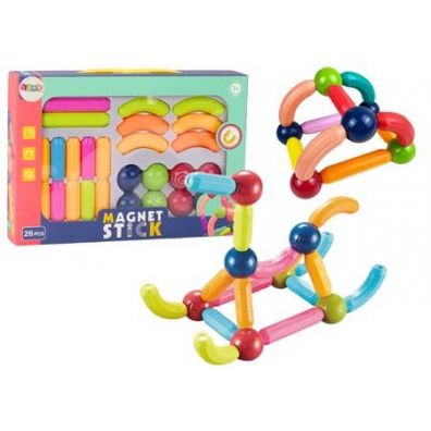 Zdjęcia - Klocki LEAN Toys  magnetyczne 26el kolorowe 