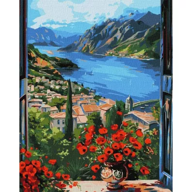 Ideyka Malowanie po numerach - Przysta� w g�rach 40x50cm