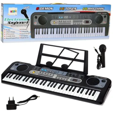 LeanToys Keyboard z mikrofonem, stojakiem i nutami