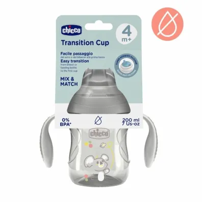 Chicco Kubek treningowy z mi�kkim ustnik 200ml szary 4m+