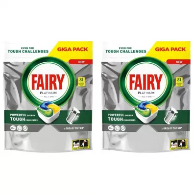 Fairy Kapsu�ki do zmywarki Platinum All in One Lemon Zestaw 2 x 81 kaps.