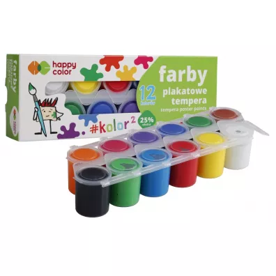 Happy Color Farby plakatowe tempera, 12 kolor�w x 25 ml 12 x 25 ml