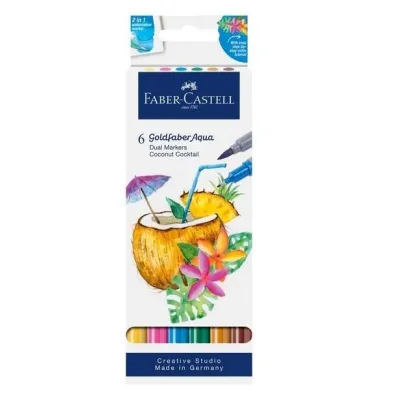 Faber-Castell Pisak akwarelowy goldfaber aqua dwustronny zestaw coconut 6 szt.