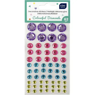 Interdruk Naklejki dekoracyjne Colourful Diamonds 62 szt.
