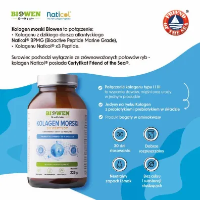 Biowen Kolagen Morski -  suplement diety 225 g