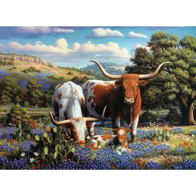 Puzzle 2D 500 el. Krowy d�ugorogie Ravensburger