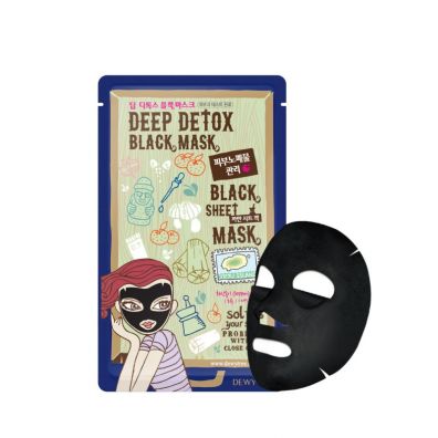 Dewytree Deep Detox Black Sheet Mask głęboko detoksykująca maska w płachcie z pyłem wulkanicznym 30 g