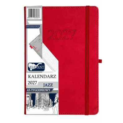 Kalendarz 2027 Jazz A5 tygodniowy czerwony