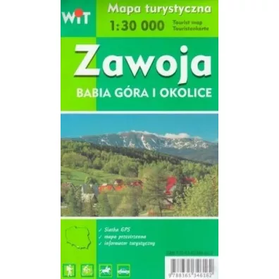 Mapa turystyczna Zawoja, Babia Gra i okolice 1:30 000