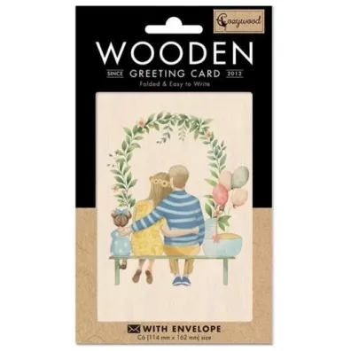 Cozywood Karnet drewniany C6 + koperta Rodzina