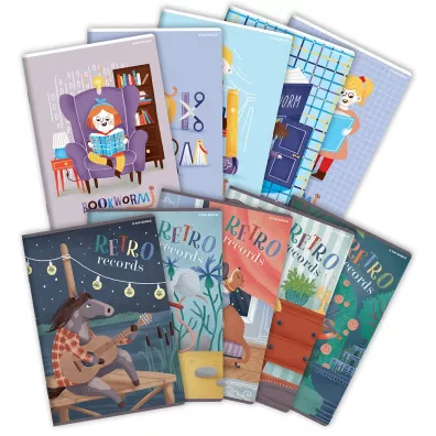 Top-2000 Zeszyt Bookworm/Retro A5 Linia, podwjna kolorowa 32 kartki