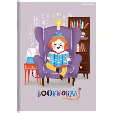 Top-2000 Zeszyt Bookworm/Retro A5 Linia, podwjna kolorowa 32 kartki