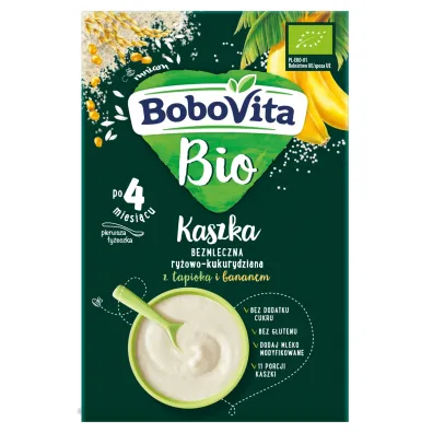 BoboVita Kaszka bezmleczna ry�owo-kukurydziana z tapiok� i bananem po 4 miesi�cu zestaw 5 x 200 g Bio