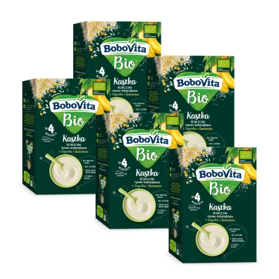 BoboVita Kaszka bezmleczna ry�owo-kukurydziana z tapiok� i bananem po 4 miesi�cu zestaw 5 x 200 g Bio