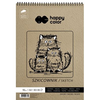 Happy Color Szkicownik na spirali Mody Artysta, biay/ochra, A4, 80/90g, 60 arkuszy 60 kartek