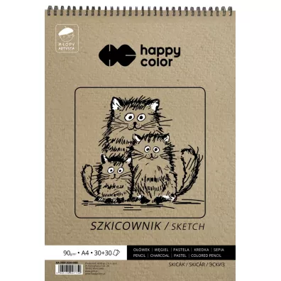 Happy Color Szkicownik na spirali Mody Artysta, biay/ochra, A4, 80/90g, 60 arkuszy 60 kartek