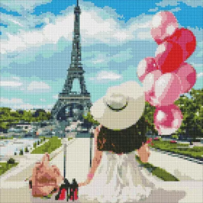 Ideyka Diamentowa mozaika - Spaceruj�c ulicam Pary�a 40x40cm