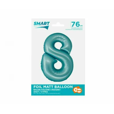 Godan Balon foliowy Smart cyfra 8 niebieski matowy 76cm