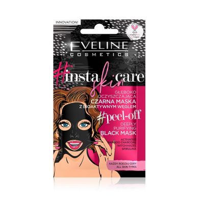 Eveline Cosmetics Insta Skin Care gboko oczyszczajca czarna maska z bioaktywnym wglem 10 ml