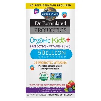 Garden of Life Organic Kids + Probiotics + Vitamins C & D - smak jagodowo-wi�niowy suplement diety 30 tab.