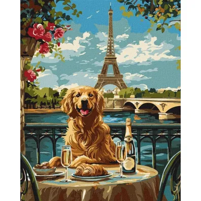 Ideyka Malowanie po numerach - Retriever w Pary�u 40x50cm