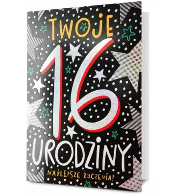 Karnet okazjonalny B6 z kopert� 16 Urodziny PAN DRAGON STAR-145