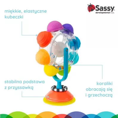 Sassy �wiec�cy ko�owrotek, zabawka sensoryczna, t�czowy, 6 m+