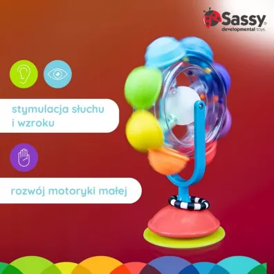 Sassy �wiec�cy ko�owrotek, zabawka sensoryczna, t�czowy, 6 m+