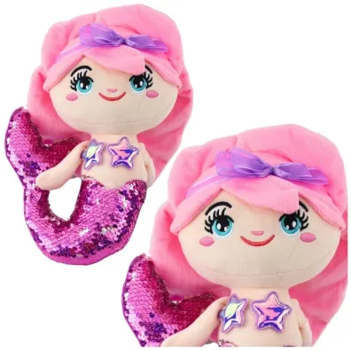 LeanToys Syrenka pluszowa z ogonem w cekiny r�owa 28cm