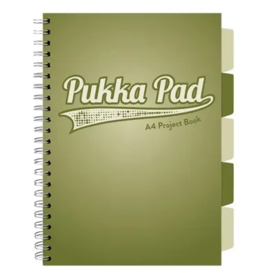 Pukka Pad Project Book A4 Olive Green Oliwkowy kratka, 80g 100 kartek