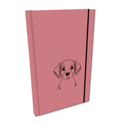 Bee-bee Notes A5 g�adki  z gumk� Soft Touch lakier UV pies labrador brudny r�