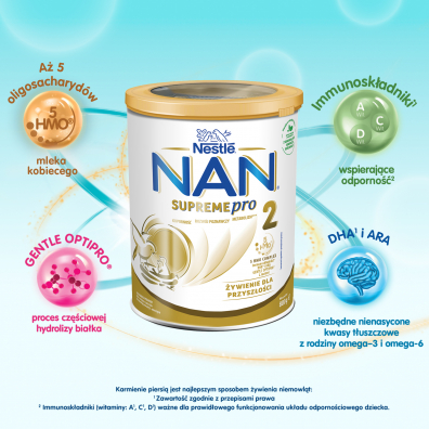 Nestle Nan Supreme Pro 2 HM-O Mleko następne dla niemowląt po 6 miesiącu 800 g