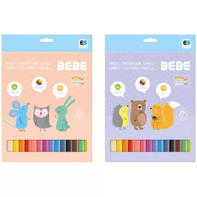 Interdruk Kredki o��wkowe tr�jk�tne Jumbo Pastel BEBE Friends 12 szt.