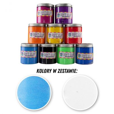 Glinka zestaw 5 - 2 kolory po 100g (biay/niebieski pastelowy) Slimebox