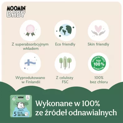 Muumi Baby Pieluchomajtki ekologiczne 5 (10-15 kg) 38 szt.