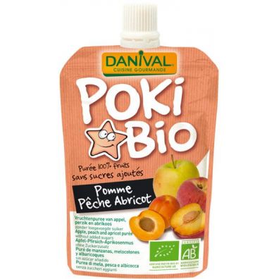 Danival Poki - przecier jabłkowo-brzoskwiniowo-morelowy 100% owoców bez dodatku cukrów 90 g Bio