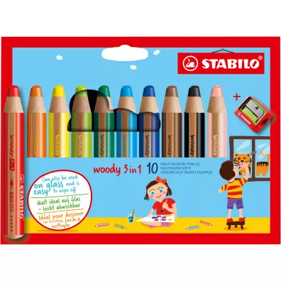 Stabilo Kredki Woody 3w1 + temper�wka 10 kolor�w