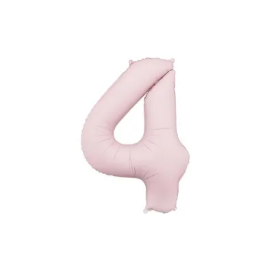 PartyDeco Balon foliowy cyfra 4 86cm jasny rowy