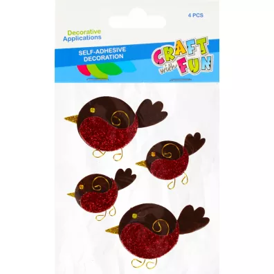 Craft with Fun Ozdoba dekoracyjna filcowa samoprzylepna Boe Narodzenie Ptaszki 480418