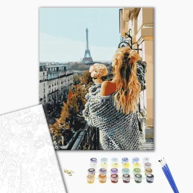 Brushme Malowanie po numerach - Mademoiselle w Pary�u 40x50cm