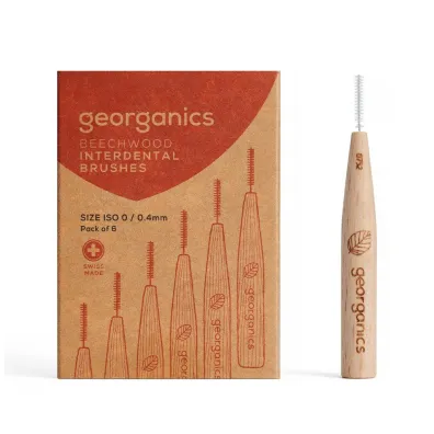 Georganics Szczoteczka mi�dzyz�bowa z drewna bukowego, do w�skich przestrzeni (0,4 mm) 6 szt.