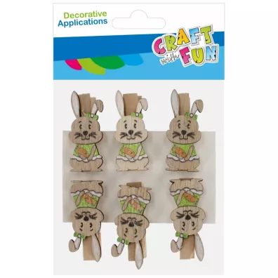 Drewniane spinacze Zajczek 6szt. Wielkanoc CRAFT WITH FUN 531825