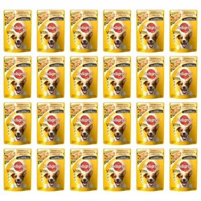 Pedigree Vital Protection Karma pe�noporcjowa dla ps�w z kurczakiem i warzywami w sosie Zgrzewka 24 x 100 g