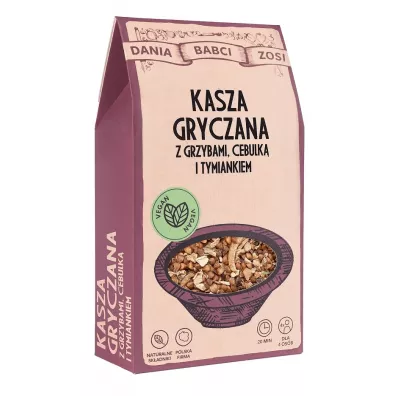 Dania Babci Zosi Kasza gryczana z grzybami, cebulk i tymiankiem